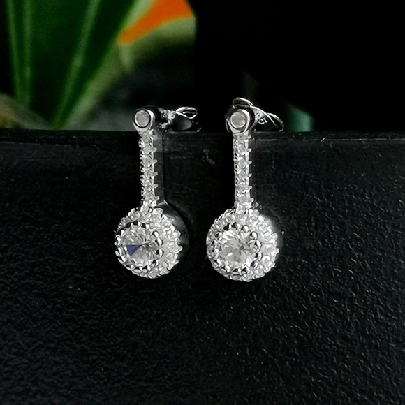 Sterling silver cz drop stud earrings - Picture 3 of 7